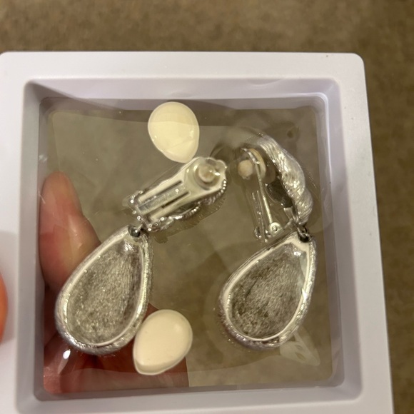 Authentic Christian Dior clip on silver tone earrings - Picture 2 of 3